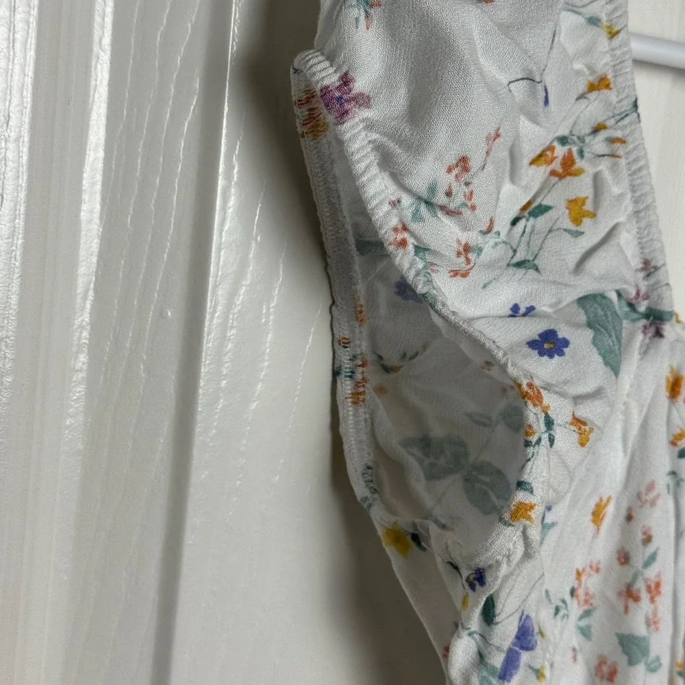 LA Hearts Floral Print Puff Sleeve Square Neck‎ Mini Dress Women's Size M Lined